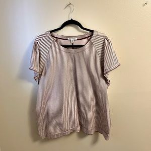 Flutter sleeve red and white striped shirt